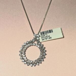 ✔️14K WG DOUBLE CIRCLE NATURAL DIAMOND PENDANT 2.03 TCW (50) ~ GH/VS-SI1